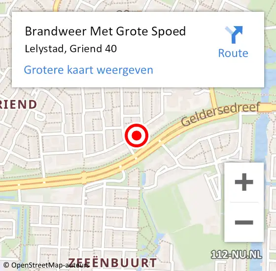 Locatie op kaart van de 112 melding: Brandweer Met Grote Spoed Naar Lelystad, Griend 40 op 18 maart 2024 03:55