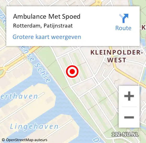Locatie op kaart van de 112 melding: Ambulance Met Spoed Naar Rotterdam, Patijnstraat op 18 maart 2024 04:26