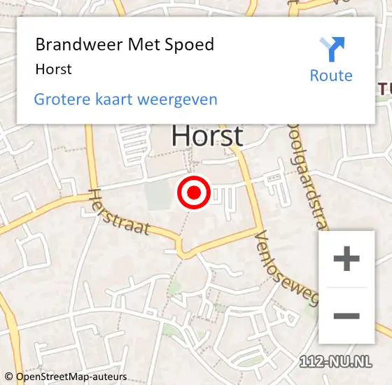 Locatie op kaart van de 112 melding: Brandweer Met Spoed Naar Horst op 18 maart 2024 05:43