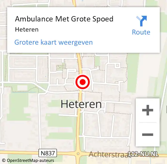 Locatie op kaart van de 112 melding: Ambulance Met Grote Spoed Naar Heteren op 18 maart 2024 05:57