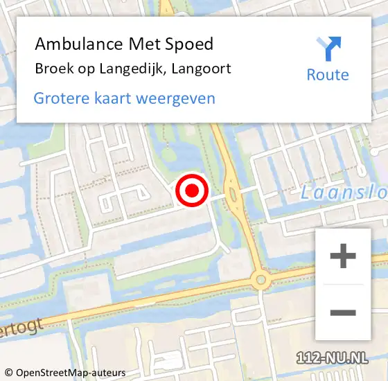 Locatie op kaart van de 112 melding: Ambulance Met Spoed Naar Broek op Langedijk, Langoort op 18 maart 2024 06:18