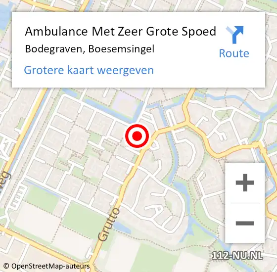 Locatie op kaart van de 112 melding: Ambulance Met Zeer Grote Spoed Naar Bodegraven, Boesemsingel op 18 maart 2024 06:26