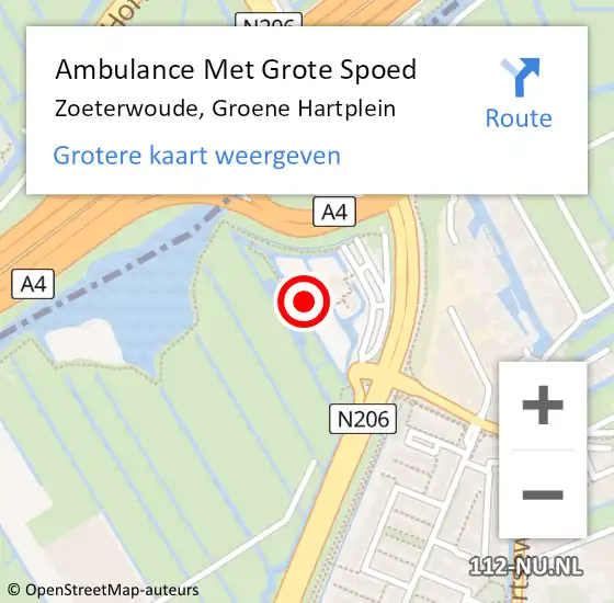 Locatie op kaart van de 112 melding: Ambulance Met Grote Spoed Naar Zoeterwoude, Groene Hartplein op 18 maart 2024 06:44