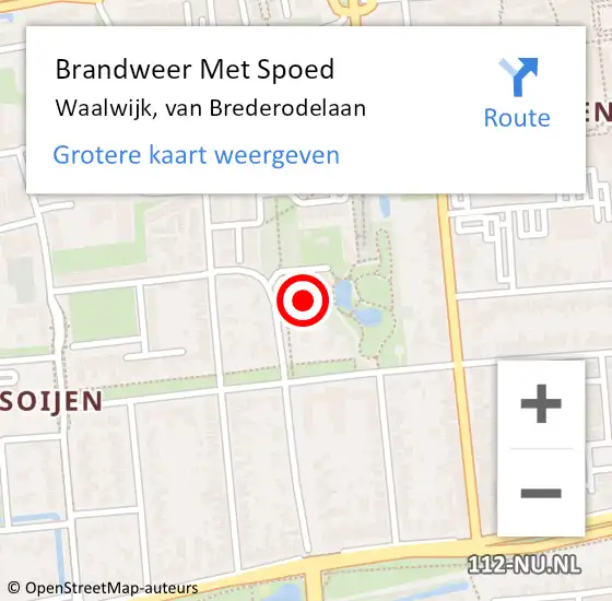 Locatie op kaart van de 112 melding: Brandweer Met Spoed Naar Waalwijk, van Brederodelaan op 18 maart 2024 06:47