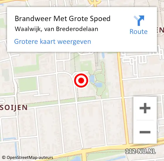 Locatie op kaart van de 112 melding: Brandweer Met Grote Spoed Naar Waalwijk, van Brederodelaan op 18 maart 2024 06:59