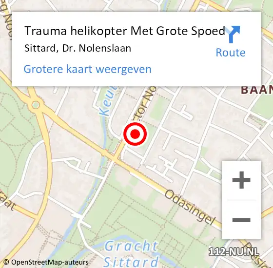 Locatie op kaart van de 112 melding: Trauma helikopter Met Grote Spoed Naar Sittard, Dr. Nolenslaan op 18 maart 2024 07:22