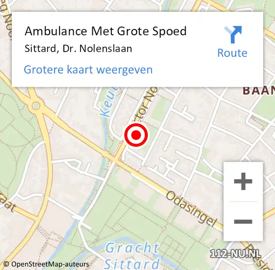 Locatie op kaart van de 112 melding: Ambulance Met Grote Spoed Naar Sittard, Dr. Nolenslaan op 18 maart 2024 07:23
