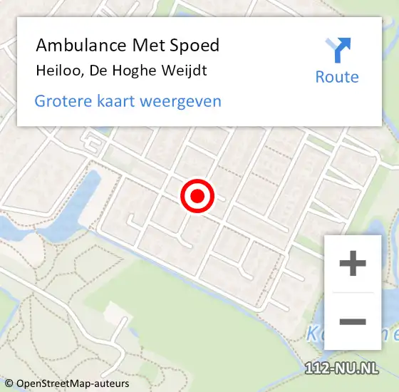 Locatie op kaart van de 112 melding: Ambulance Met Spoed Naar Heiloo, De Hoghe Weijdt op 18 maart 2024 08:50