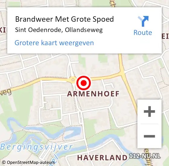 Locatie op kaart van de 112 melding: Brandweer Met Grote Spoed Naar Sint Oedenrode, Ollandseweg op 18 maart 2024 09:11