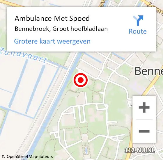 Locatie op kaart van de 112 melding: Ambulance Met Spoed Naar Bennebroek, Groot hoefbladlaan op 18 maart 2024 09:24