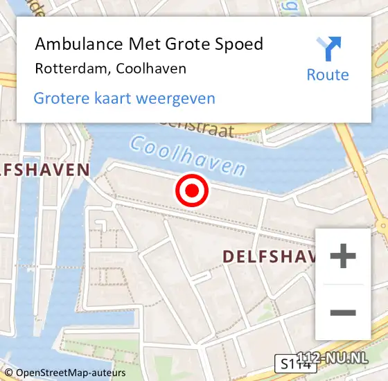 Locatie op kaart van de 112 melding: Ambulance Met Grote Spoed Naar Rotterdam, Coolhaven op 18 maart 2024 09:30