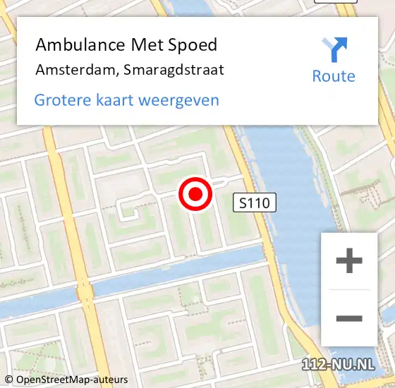 Locatie op kaart van de 112 melding: Ambulance Met Spoed Naar Amsterdam, Smaragdstraat op 18 maart 2024 09:37