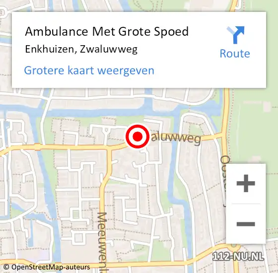 Locatie op kaart van de 112 melding: Ambulance Met Grote Spoed Naar Enkhuizen, Zwaluwweg op 18 maart 2024 09:39