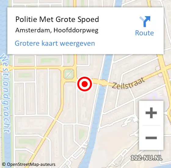 Locatie op kaart van de 112 melding: Politie Met Grote Spoed Naar Amsterdam, Hoofddorpweg op 18 maart 2024 09:43
