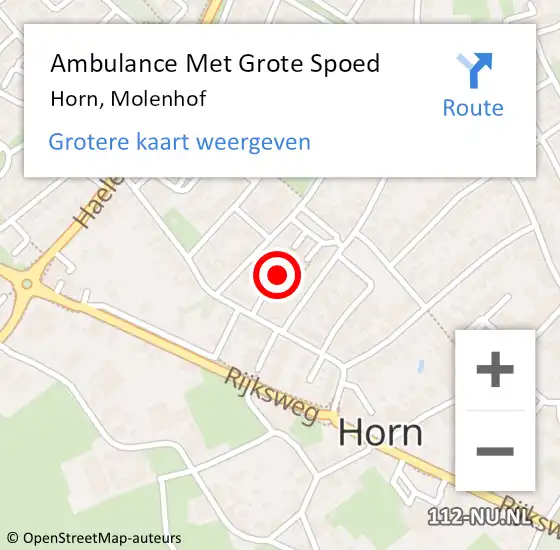 Locatie op kaart van de 112 melding: Ambulance Met Grote Spoed Naar Horn, Molenhof op 18 maart 2024 10:36