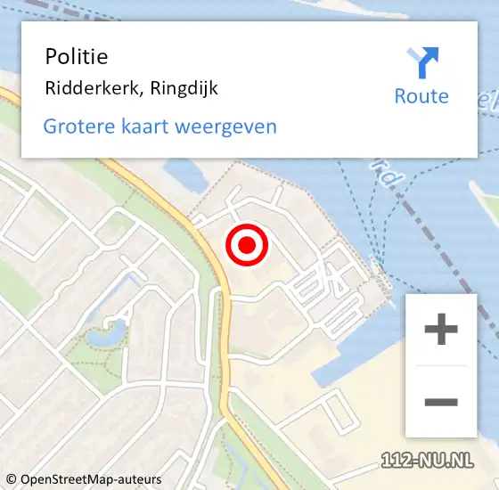 Locatie op kaart van de 112 melding: Politie Ridderkerk, Ringdijk op 18 maart 2024 10:41