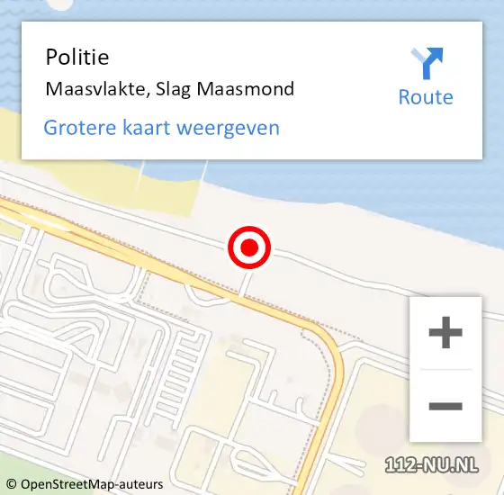 Locatie op kaart van de 112 melding: Politie Maasvlakte, Slag Maasmond op 18 maart 2024 10:48