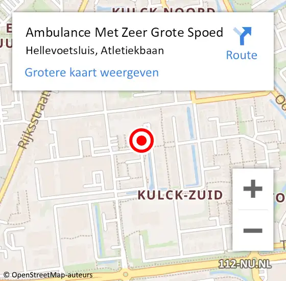 Locatie op kaart van de 112 melding: Ambulance Met Zeer Grote Spoed Naar Hellevoetsluis, Atletiekbaan op 18 maart 2024 10:53