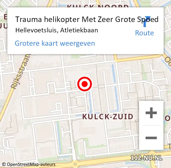 Locatie op kaart van de 112 melding: Trauma helikopter Met Zeer Grote Spoed Naar Hellevoetsluis, Atletiekbaan op 18 maart 2024 10:54