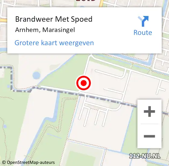 Locatie op kaart van de 112 melding: Brandweer Met Spoed Naar Arnhem, Marasingel op 18 maart 2024 12:05