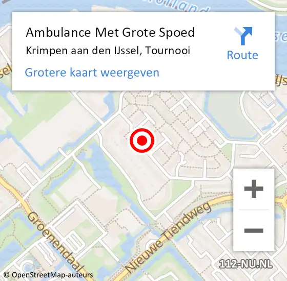 Locatie op kaart van de 112 melding: Ambulance Met Grote Spoed Naar Krimpen aan den IJssel, Tournooi op 18 maart 2024 12:38