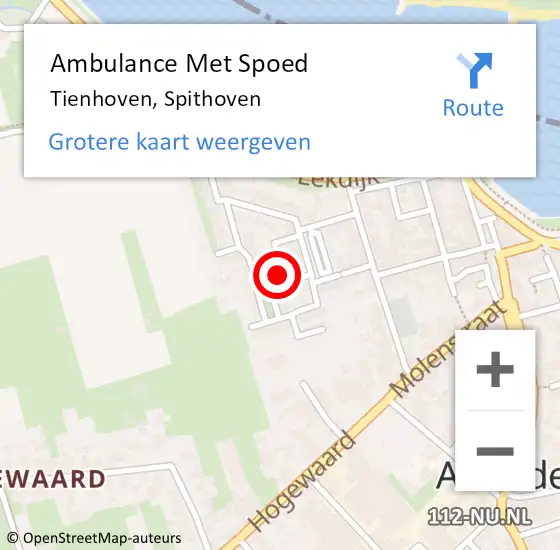 Locatie op kaart van de 112 melding: Ambulance Met Spoed Naar Tienhoven, Spithoven op 29 september 2014 14:22