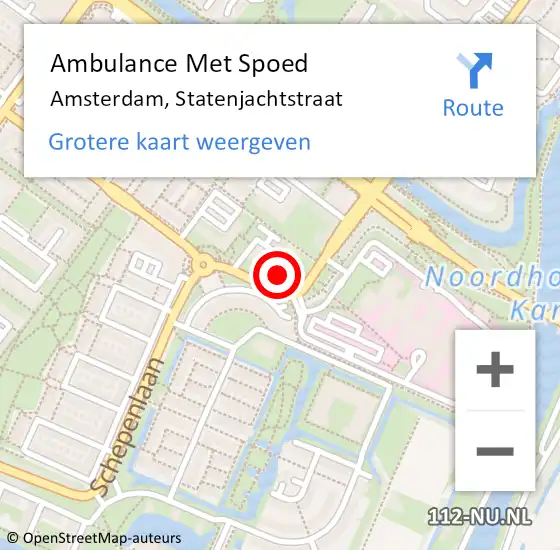 Locatie op kaart van de 112 melding: Ambulance Met Spoed Naar Amsterdam, Statenjachtstraat op 18 maart 2024 12:47