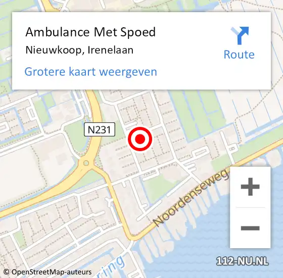 Locatie op kaart van de 112 melding: Ambulance Met Spoed Naar Nieuwkoop, Irenelaan op 18 maart 2024 12:54