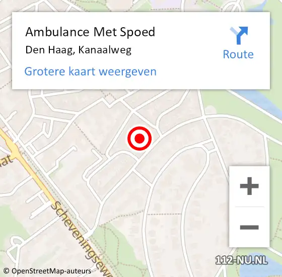 Locatie op kaart van de 112 melding: Ambulance Met Spoed Naar Den Haag, Kanaalweg op 18 maart 2024 13:05