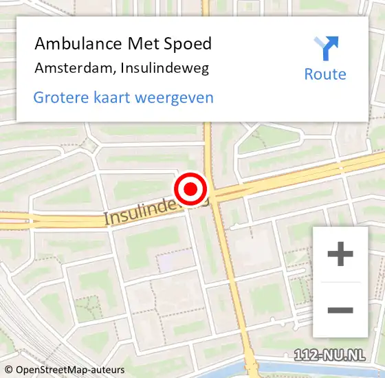 Locatie op kaart van de 112 melding: Ambulance Met Spoed Naar Amsterdam, Insulindeweg op 18 maart 2024 13:17