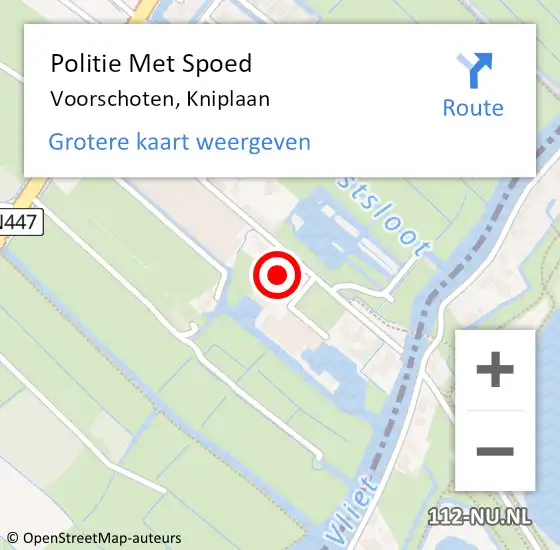 Locatie op kaart van de 112 melding: Politie Met Spoed Naar Voorschoten, Kniplaan op 18 maart 2024 13:24