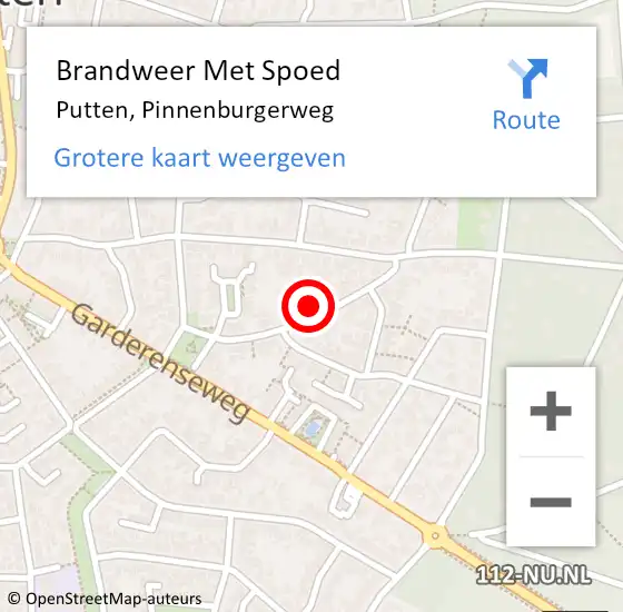 Locatie op kaart van de 112 melding: Brandweer Met Spoed Naar Putten, Pinnenburgerweg op 18 maart 2024 13:27