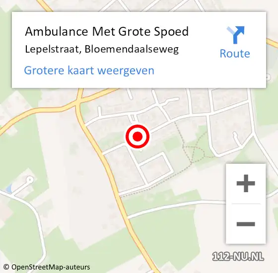 Locatie op kaart van de 112 melding: Ambulance Met Grote Spoed Naar Lepelstraat, Bloemendaalseweg op 29 september 2014 14:29