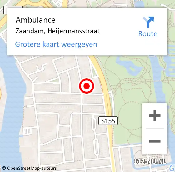 Locatie op kaart van de 112 melding: Ambulance Zaandam, Heijermansstraat op 18 maart 2024 13:40