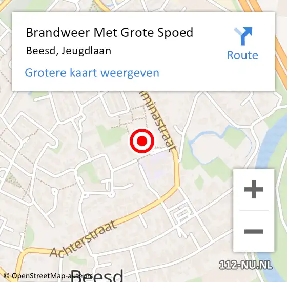 Locatie op kaart van de 112 melding: Brandweer Met Grote Spoed Naar Beesd, Jeugdlaan op 18 maart 2024 13:40