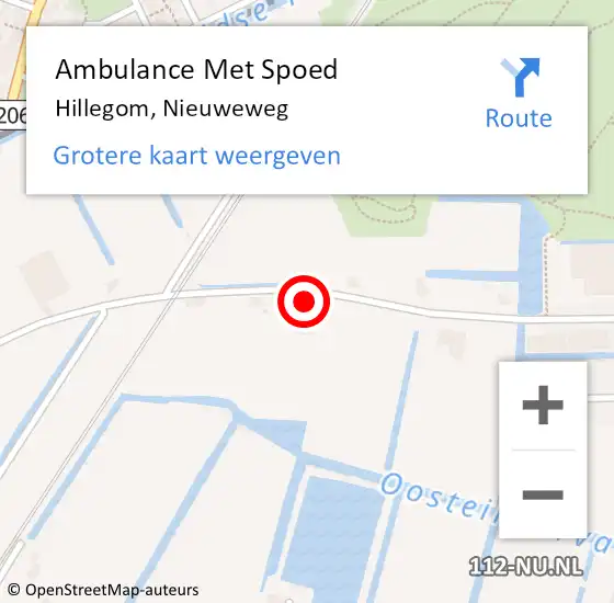 Locatie op kaart van de 112 melding: Ambulance Met Spoed Naar Hillegom, Nieuweweg op 18 maart 2024 14:01