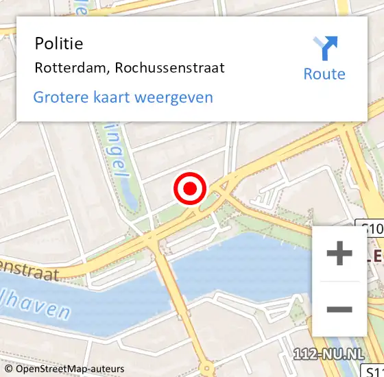 Locatie op kaart van de 112 melding: Politie Rotterdam, Rochussenstraat op 18 maart 2024 14:36