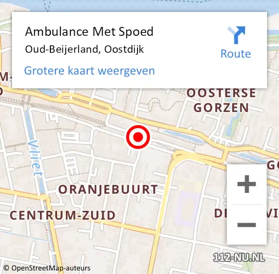 Locatie op kaart van de 112 melding: Ambulance Met Spoed Naar Oud-Beijerland, Oostdijk op 18 maart 2024 15:29