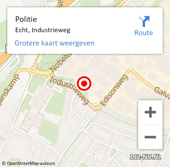 Locatie op kaart van de 112 melding: Politie Echt, Industrieweg op 18 maart 2024 15:29