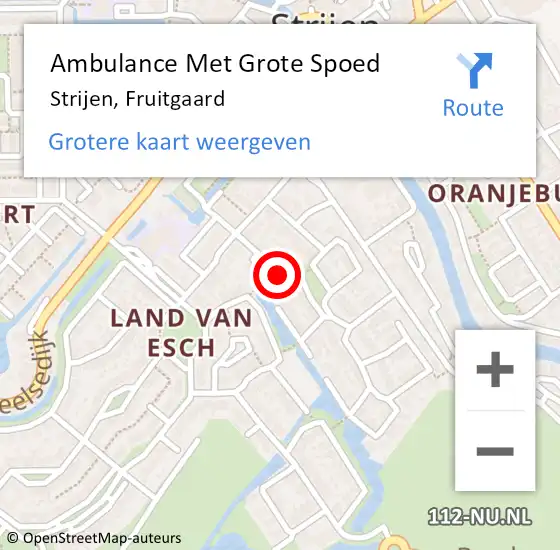 Locatie op kaart van de 112 melding: Ambulance Met Grote Spoed Naar Strijen, Fruitgaard op 18 maart 2024 15:45
