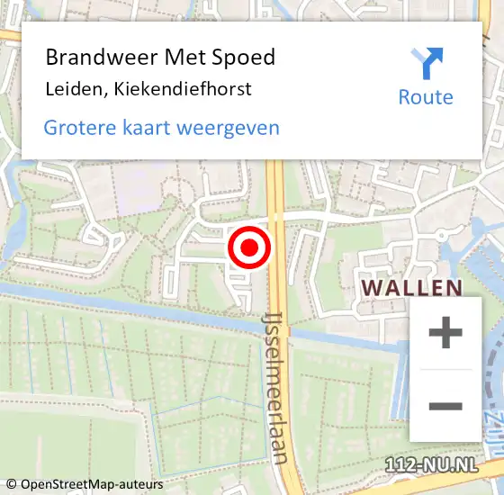 Locatie op kaart van de 112 melding: Brandweer Met Spoed Naar Leiden, Kiekendiefhorst op 18 maart 2024 15:49