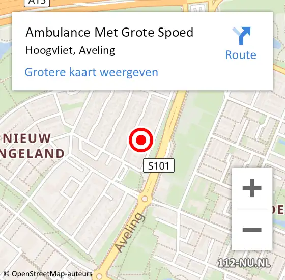 Locatie op kaart van de 112 melding: Ambulance Met Grote Spoed Naar Hoogvliet, Aveling op 18 maart 2024 16:08