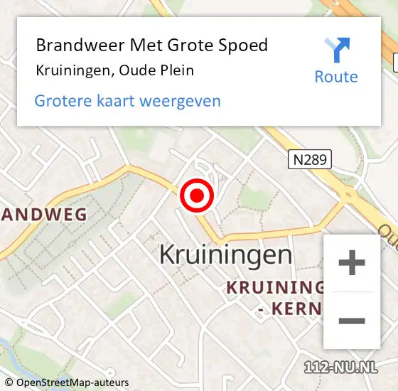 Locatie op kaart van de 112 melding: Brandweer Met Grote Spoed Naar Kruiningen, Oude Plein op 9 september 2013 18:01