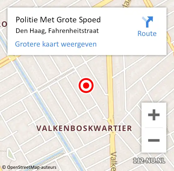 Locatie op kaart van de 112 melding: Politie Met Grote Spoed Naar Den Haag, Fahrenheitstraat op 18 maart 2024 16:31