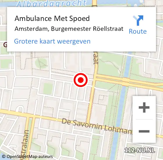 Locatie op kaart van de 112 melding: Ambulance Met Spoed Naar Amsterdam, Burgemeester Röellstraat op 18 maart 2024 16:40
