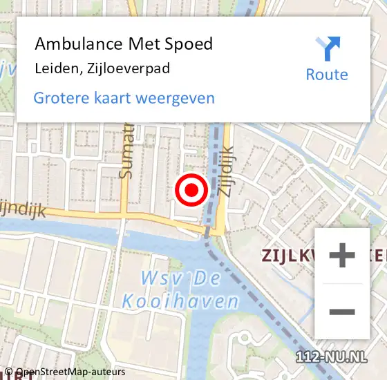 Locatie op kaart van de 112 melding: Ambulance Met Spoed Naar Leiden, Zijloeverpad op 18 maart 2024 17:03