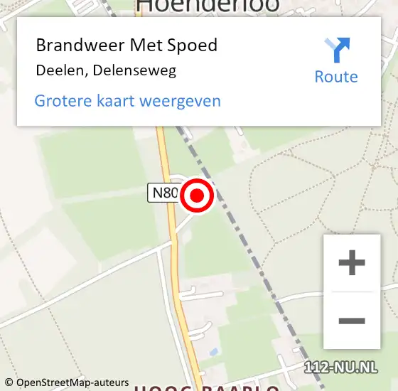 Locatie op kaart van de 112 melding: Brandweer Met Spoed Naar Deelen, Delenseweg op 29 september 2014 14:57