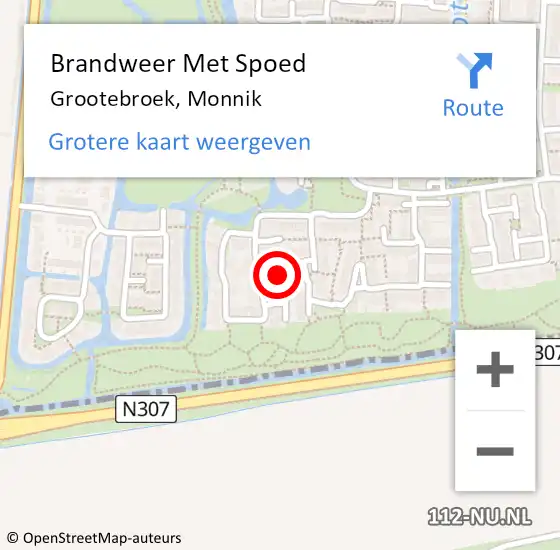 Locatie op kaart van de 112 melding: Brandweer Met Spoed Naar Grootebroek, Monnik op 18 maart 2024 17:12