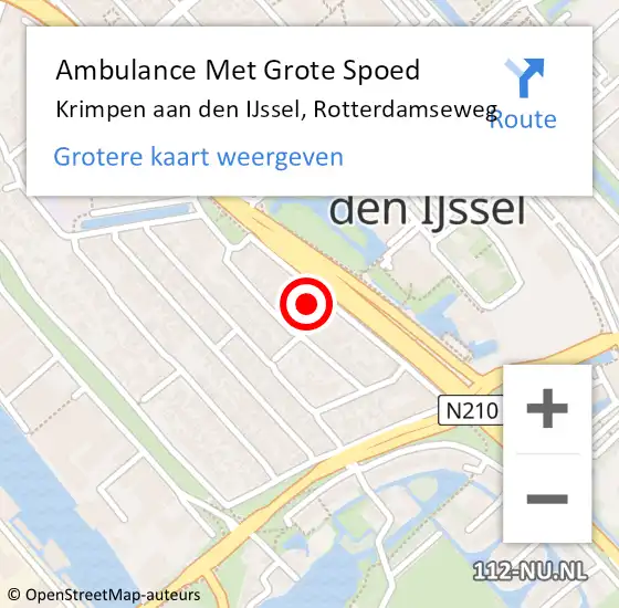 Locatie op kaart van de 112 melding: Ambulance Met Grote Spoed Naar Krimpen aan den IJssel, Rotterdamseweg op 18 maart 2024 17:13