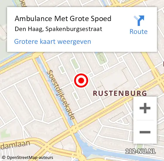 Locatie op kaart van de 112 melding: Ambulance Met Grote Spoed Naar Den Haag, Spakenburgsestraat op 18 maart 2024 17:19